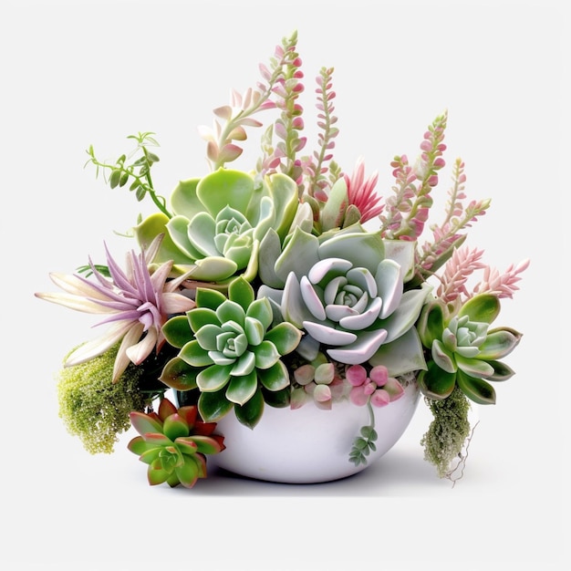 AI Beautiful Succulent Plant Pot on a White Background