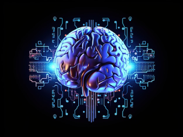 AI brain and future technology banner design