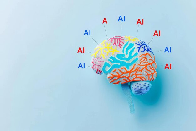 AI brain illustration with colorful elements representing artificial intelligence cognitive compu