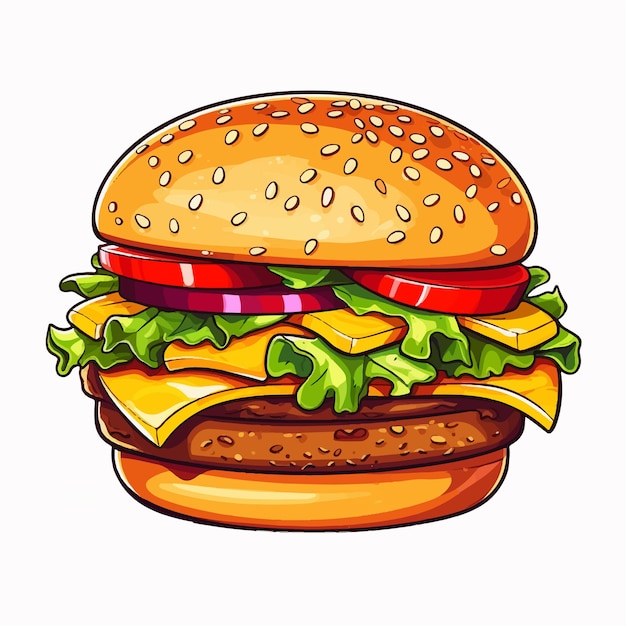 AI Burger Illustration Cartoon Style Art