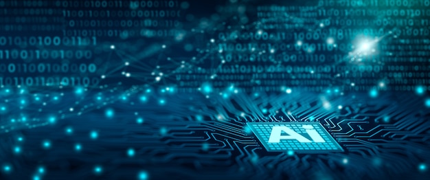 Ai chipset on computer circuit board Artificial intelligence Data mining and Deep learning