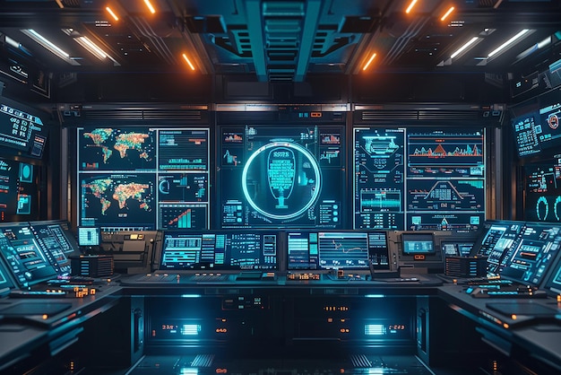 Photo ai control center composed of multiple screens