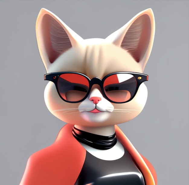 Ai fashion cat with glass