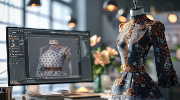 Photo ai fashion designer creates a new clothing line using a computer program