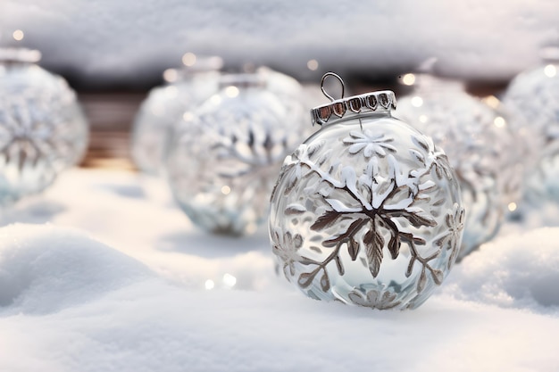 Ai Genarative Silver Christmas decoration on white background