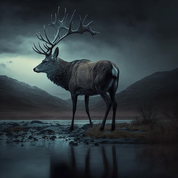 AI generate nature deer photogaraphy