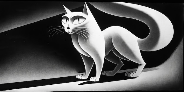 AI Generated 1935 Leon Schlesinger inspired cartoon cat character AI Generative Graphic Art