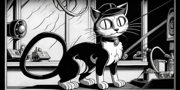 AI Generated 1935 Leon Schlesinger inspired cartoon cat character AI Generative Graphic Art