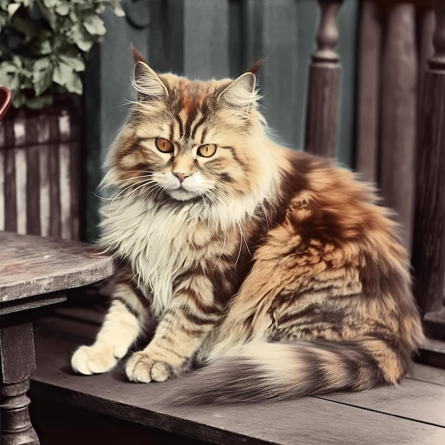 AI Generated AI Generative 1910s vintage retro coloured photo realistic photography illustration cat