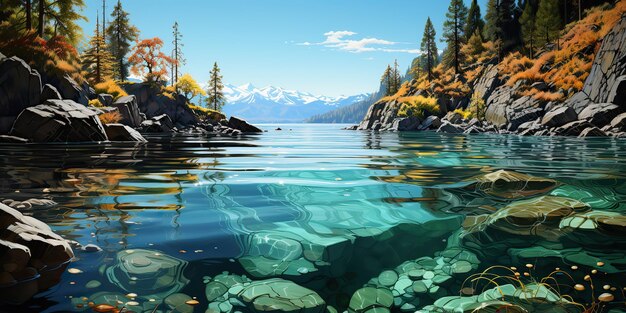 AI Generated AI Generative Beautiful nature outdoor water river lake underwater landscape