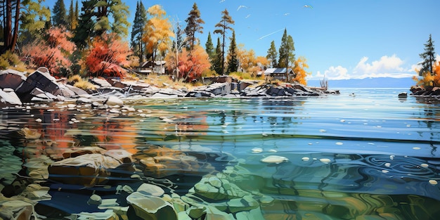 AI Generated AI Generative Beautiful nature outdoor water river lake underwater landscape