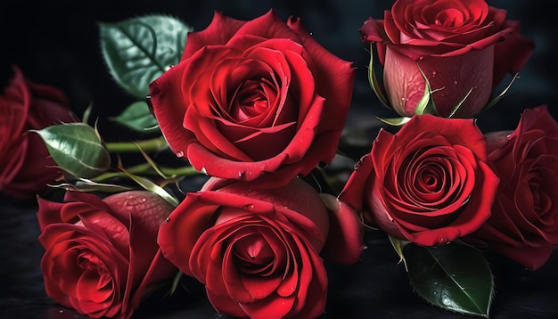 AI Generated AI Generative beautiful red roses great portrait shot art wallpaper