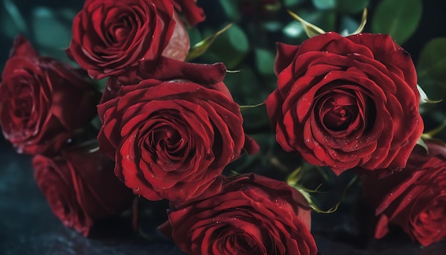 AI Generated AI Generative beautiful red roses great portrait shot art wallpaper