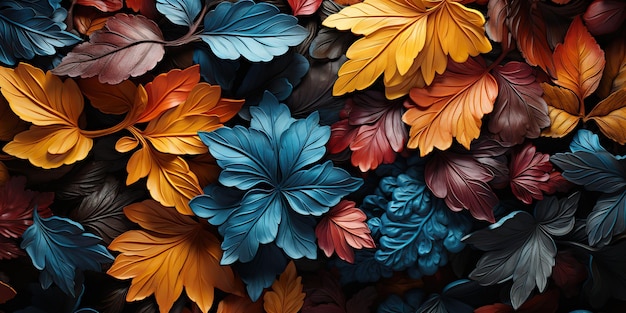 AI Generated AI Generative Bright colors autumn leaves background decoration Graphic mockup