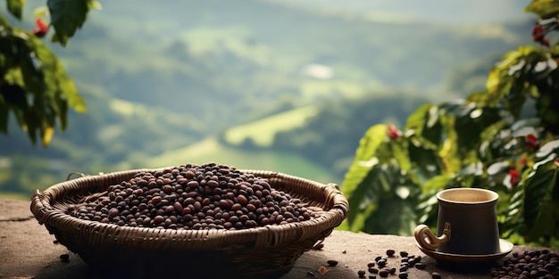 AI Generated AI Generative Coffee beans plantation nature outdoor landscape