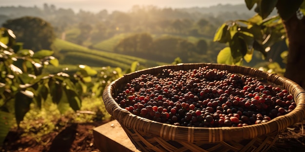 AI Generated AI Generative Coffee beans plantation nature outdoor landscape