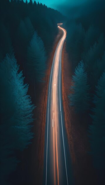 AI Generated AI Generative Minimalist photorealistic road forrest aerial view wallpaper