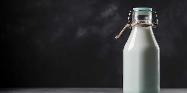 AI Generated AI Generative Mock up photo copy space illustration of retro vintage glass bottle milk