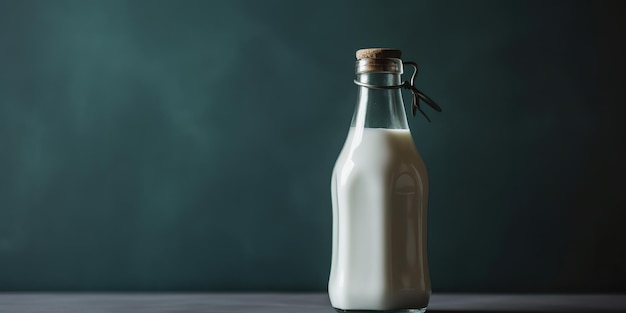 AI Generated AI Generative Mock up photo copy space illustration of retro vintage glass bottle milk