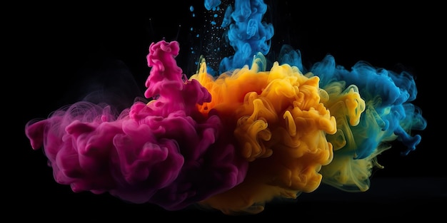 AI Generated AI Generative Motion graphics illustration of explode splash of color powder Can be used for background decoration or graphic design Graphic Art