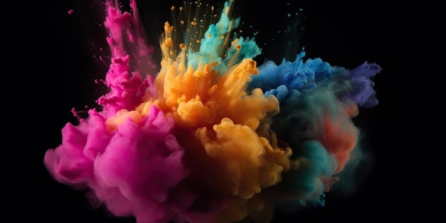 AI Generated AI Generative Motion graphics illustration of explode splash of color powder Can be used for background decoration or graphic design Graphic Art