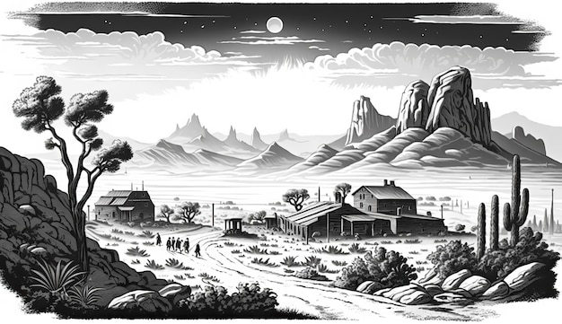 AI Generated AI Generative Native american western scene background