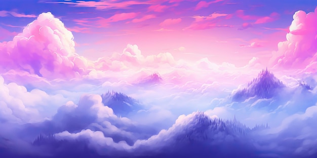 AI Generated AI Generative Nature outdoor air sky purple pink clouds Adventure love romantic