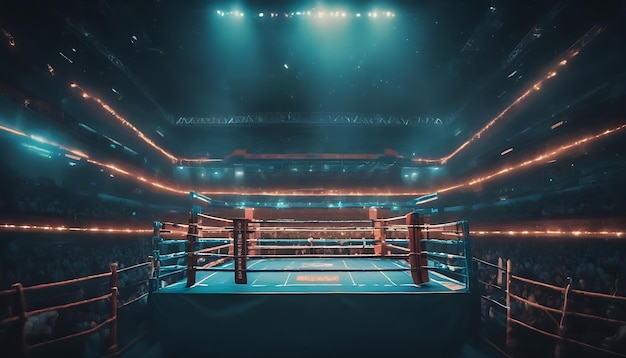 AI Generated AI Generative new arena boxing with lights