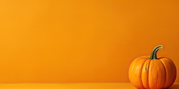 AI Generated AI Generative Orange pumpkin at wall mock up background decoration