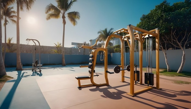 AI Generated AI Generative oudoor gym in the beach