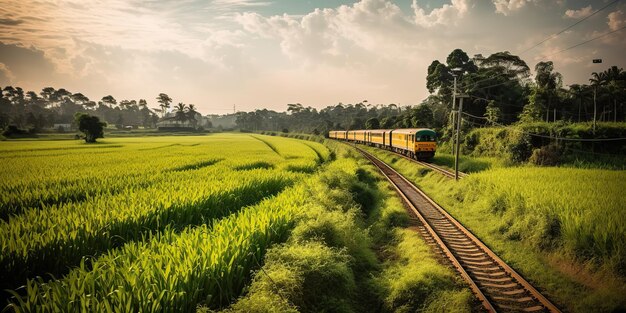 AI Generated AI Generative Photo illustration of asian countrysied adventure vacation train