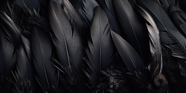 AI Generated AI Generative Photo realistic black feathers pattern background