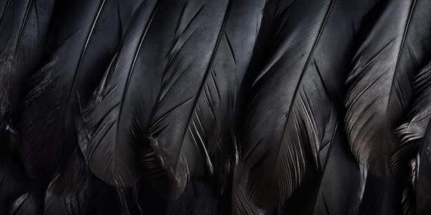 AI Generated AI Generative Photo realistic black feathers pattern background