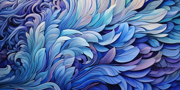 AI Generated AI Generative Photo realistic illustration of blue soft feathers Pattern background