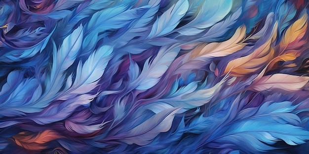 AI Generated AI Generative Photo realistic illustration of blue soft feathers Pattern background