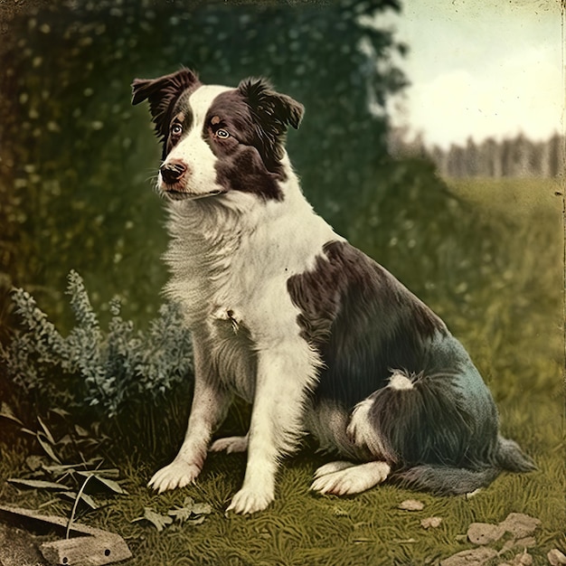 AI Generated AI Generative Photo realistic old vintage retro photo illustration of pet cute dog