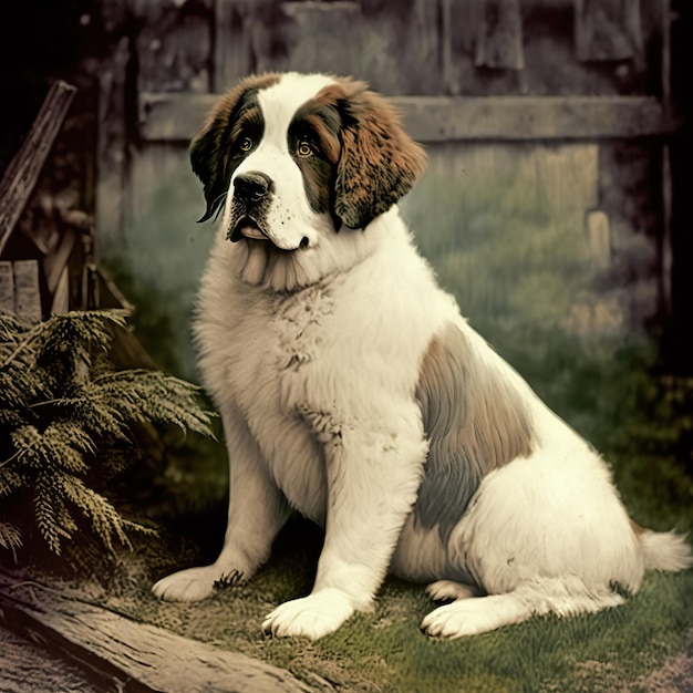 AI Generated AI Generative Photo realistic old vintage retro photo illustration of pet cute dog