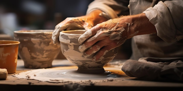 AI Generated AI Generative Pottery ceramics studio hand made crafts Sculpting art process