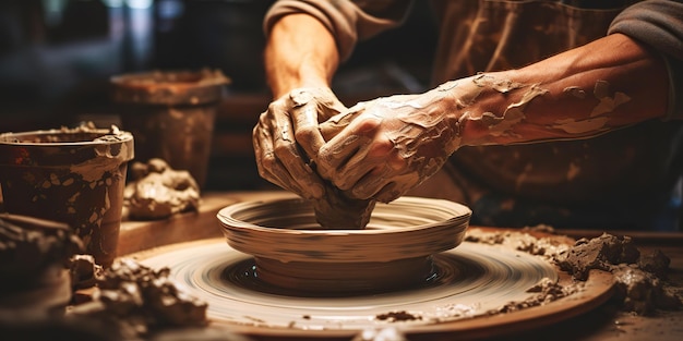 AI Generated AI Generative Pottery ceramics studio hand made crafts Sculpting art process