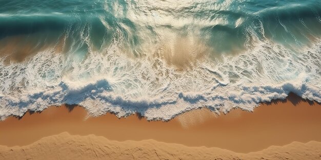 AI Generated AI Generative Top aerial drone air above view of ocean waves beach Island vacation