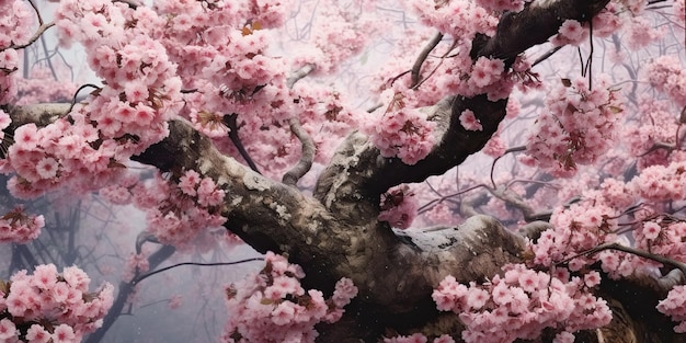 AI Generated AI Generative Traditional Japanese flower sakura cherry blossom tree Graphic Art