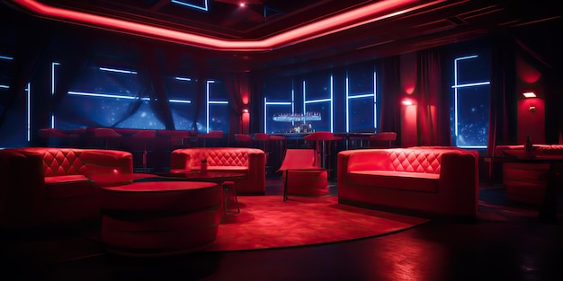 AI Generated AI Generative Vip private room at nightclub interior design Red dark night