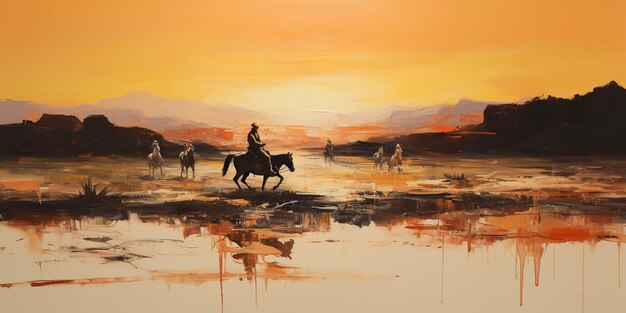 AI Generated AI Generative Western cowboy desert horse countryside landscape