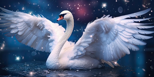 AI Generated AI Generative Winter snow ice cold swan bird Elegance beautiful nature outdoor bird