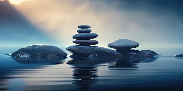 AI Generated AI Generative Zen pebble stones stability vibe Nature relaxing calming stability