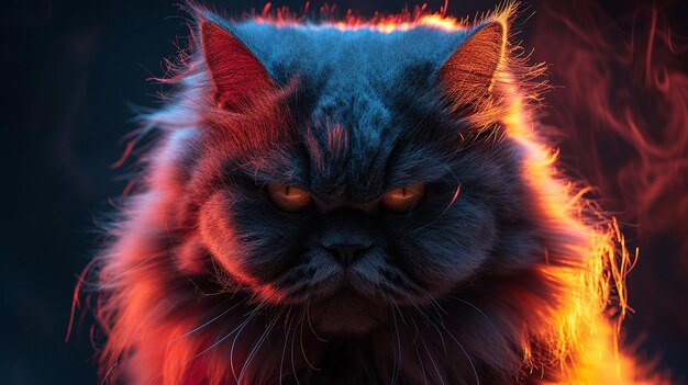 Photo ai generated an angry gray and brown persian cat image