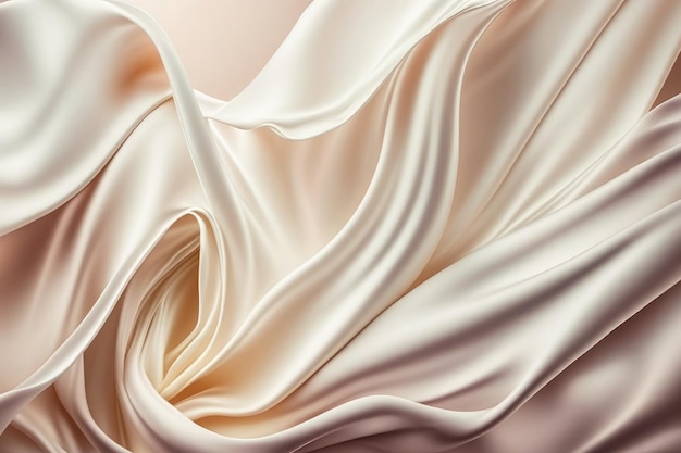 AI generated beautiful elegant white soft silk satin fabric background with waves and folds