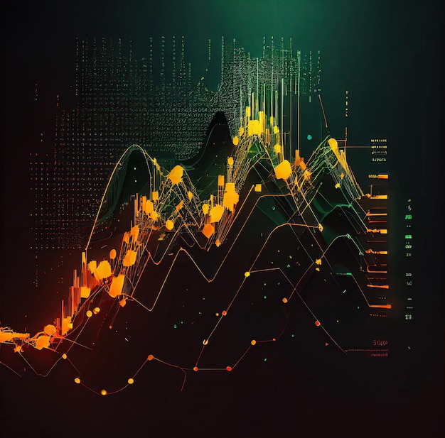 Ai generated Business candle stick graph chart of stock market investment trading