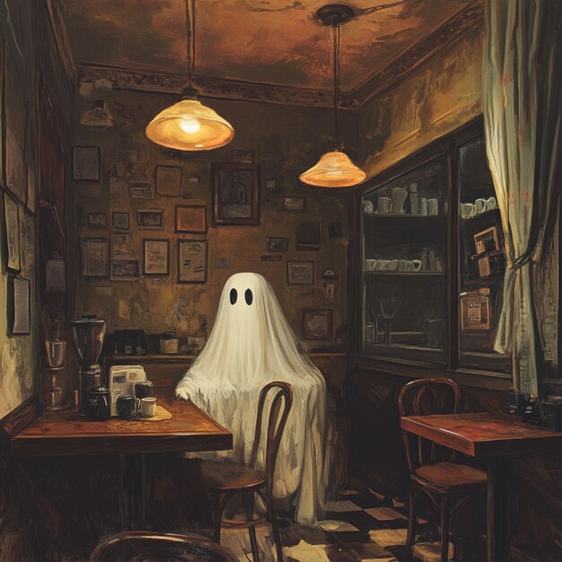 Photo ai generated coffee shop ghostly encounters