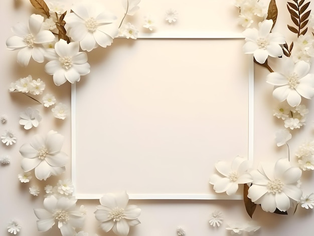 Ai generated floral frame with nice presentation of flowers blank flower frame background